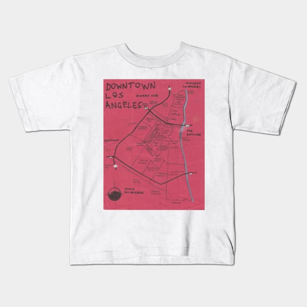 Downtown Los Angeles Kids T-Shirt by PendersleighAndSonsCartography